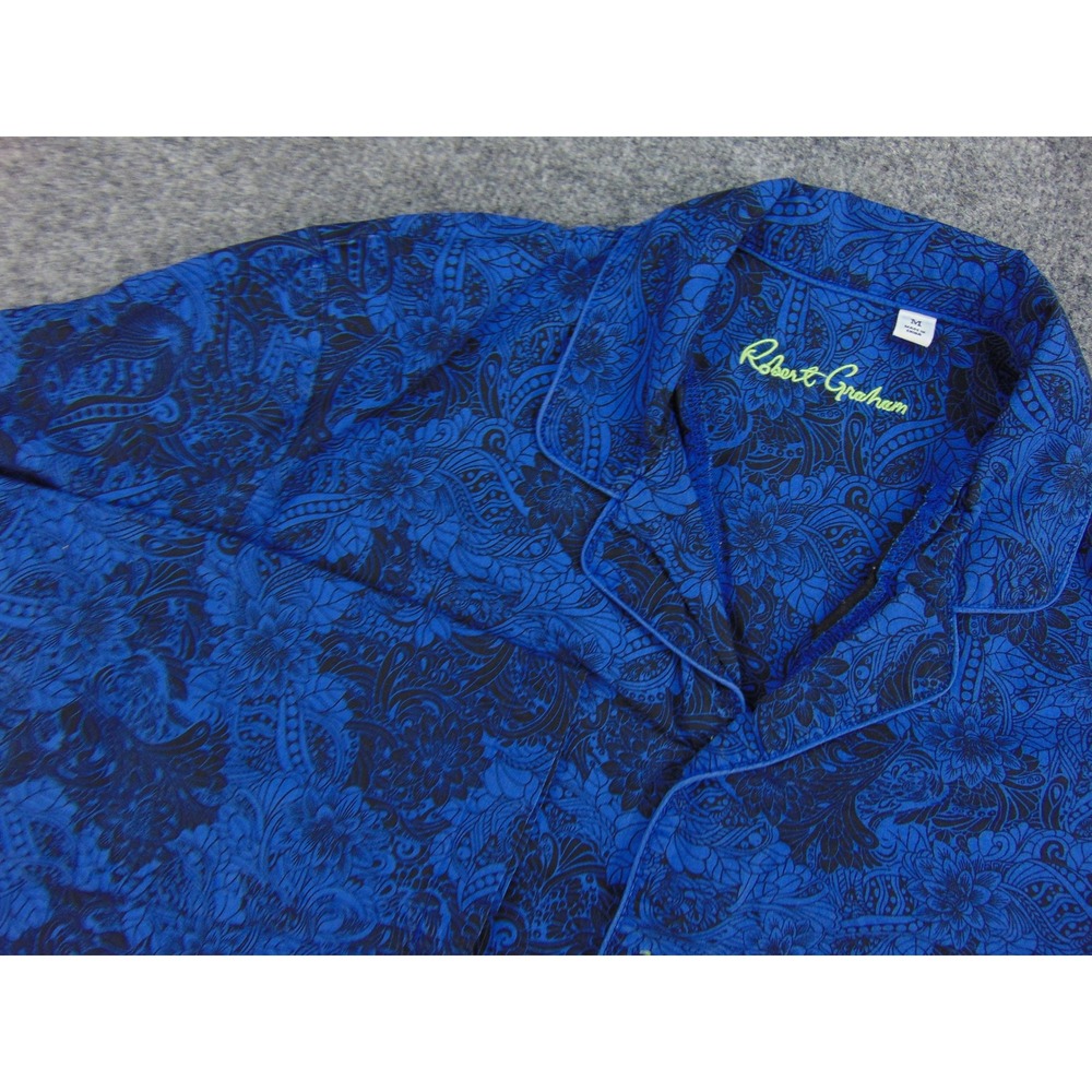 Robert Graham Pajama Top Mens Medium Blue Paisley Floral Long‎ Sleeve Loungewear